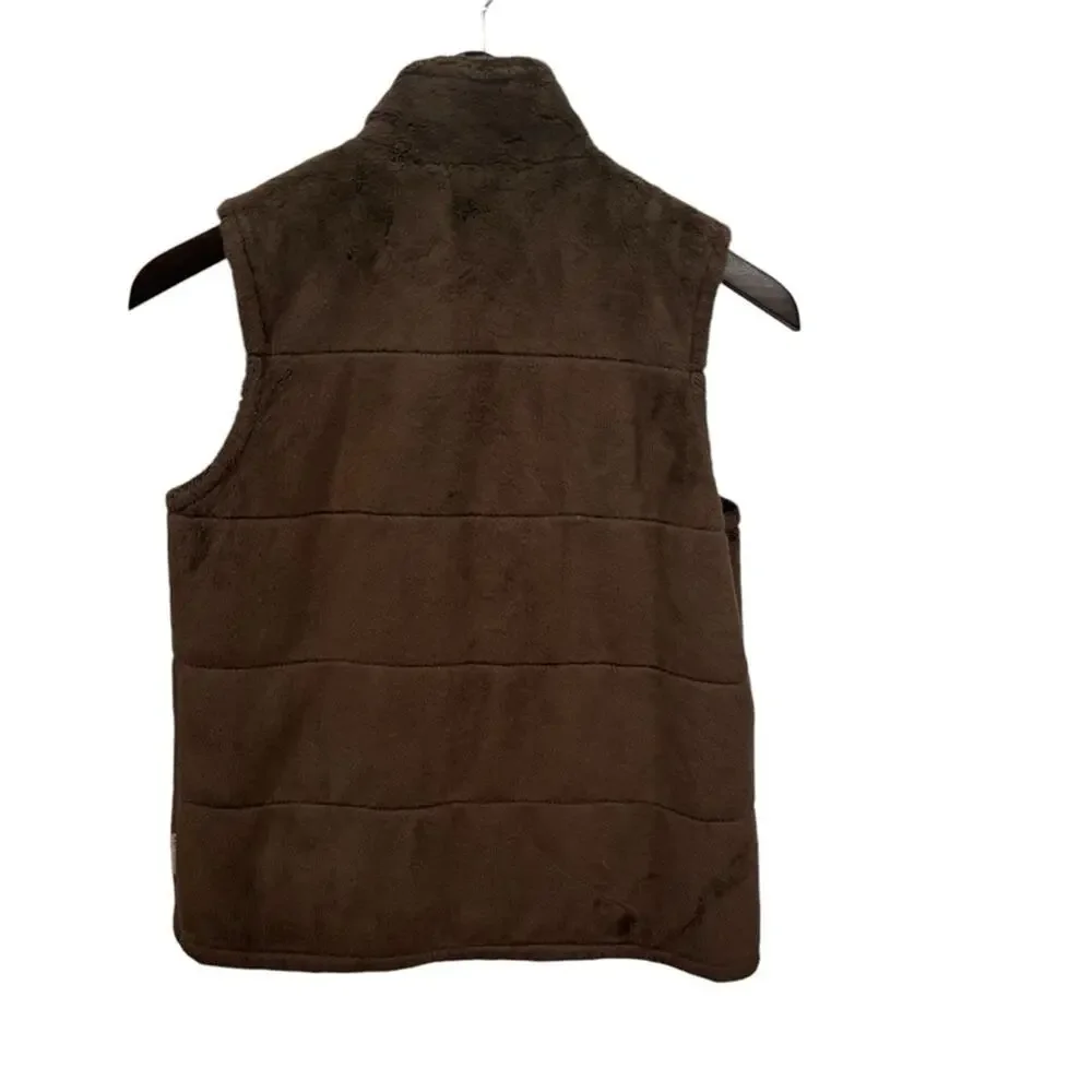 Columbia Women’s Chocolate Brown Zip Up‎ Outdoor Layer Fuzzy Fleece Vest Size S